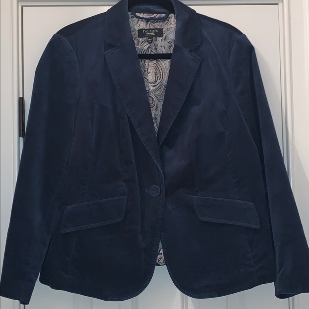 Talbots Teal Velvet Cotton in Blazer